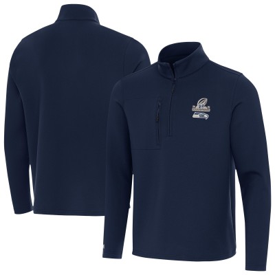 Seattle Seahawks Antigua College Navy 2025 NFC Champions Insider Quarter-Zip Pullover