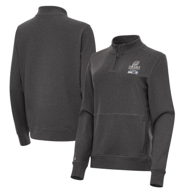 Женская Seattle Seahawks Antigua Black 2025 NFC Champions Crush Quarter-Zip Pullover