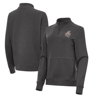 Женская New England Patriots Antigua Black 2025 AFC Champions Crush Quarter-Zip Pullover