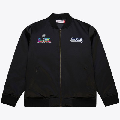 Seattle Seahawks Mitchell & Ness Black Super Bowl LX Champions Full-Zip Bomber Jacket