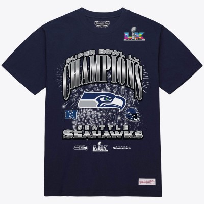 Seattle Seahawks Mitchell & Ness College Navy Super Bowl LX Champions Arch T-Shirt
