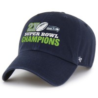 Бейсболка Seattle Seahawks 47 College Navy Two-Time Super Bowl Champions Clean Up