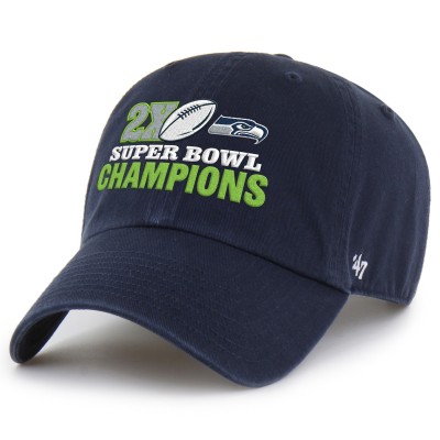 Бейсболка Seattle Seahawks 47 College Navy Two-Time Super Bowl Champions Clean Up