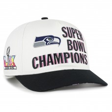 Бейсболка Seattle Seahawks 47 Cream/Black Super Bowl LX Champions Side Patch Hitch