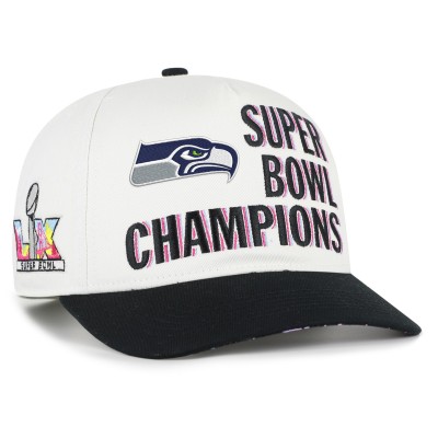 Бейсболка Seattle Seahawks 47 Cream/Black Super Bowl LX Champions Side Patch Hitch