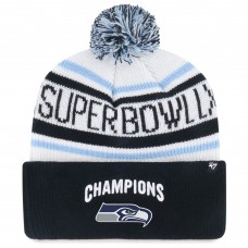 Шапка с помпоном Seattle Seahawks 47 White/Black Super Bowl LX Champions Patch