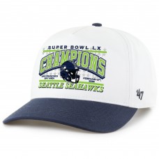 Бейсболка Seattle Seahawks 47 White/College Navy Super Bowl LX Champions Hitch