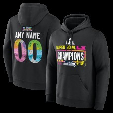 Seattle Seahawks Black Super Bowl LX Champions Custom Big & Tall Name & Number Hoodie