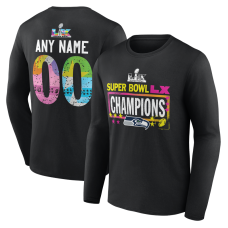 Именная футболка с длинным рукавом Seattle Seahawks Black Super Bowl LX Champions Name & Number