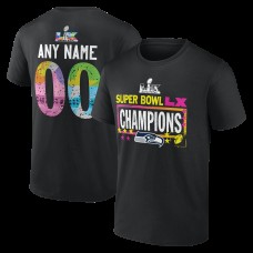 Seattle Seahawks Black Super Bowl LX Champions Custom Name & Number T-Shirt