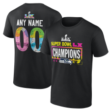 Именная футболка Seattle Seahawks Black Super Bowl LX Champions Name & Number 