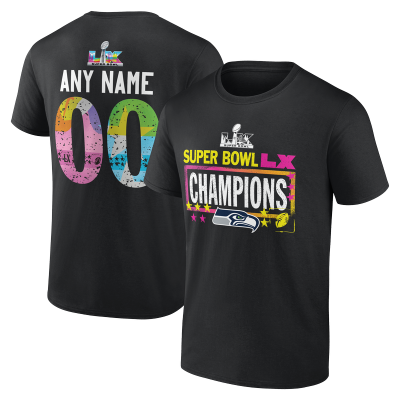 Именная футболка Seattle Seahawks Black Super Bowl LX Champions Name & Number 