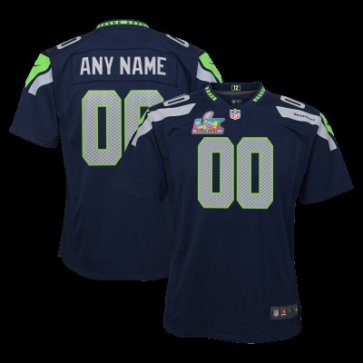 Подростковая Seattle Seahawks Nike Navy Super Bowl LX Game Custom Jersey