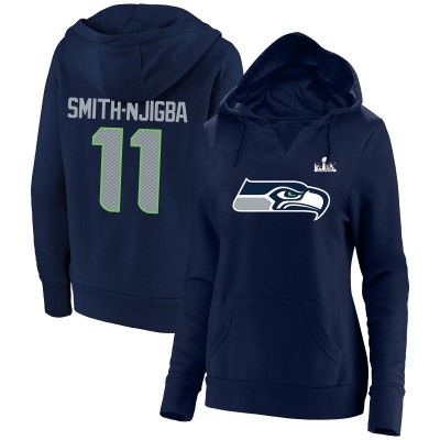 Женская Seattle Seahawks Jaxon Smith-Njigba Fanatics College Navy Super Bowl LX Champions Plus Size Name & Number Fleece Hoodie