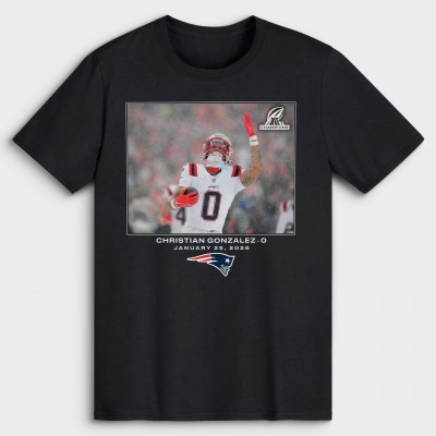 New England Patriots Christian Gonzalez Black NFL Flash Features T-Shirt