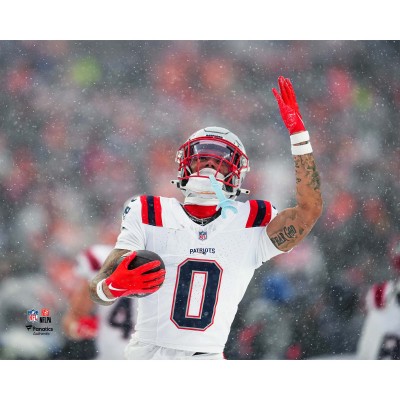 Christian Gonzalez New England Patriots Unsigned Fanatics Authentic 2025 AFC Championship Interception Celebration Photograph