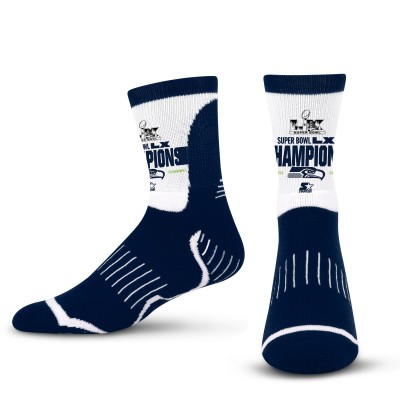 Unisex Seattle Seahawks Starter College Navy Super Bowl LX Champions Cushioned Quarter Socks