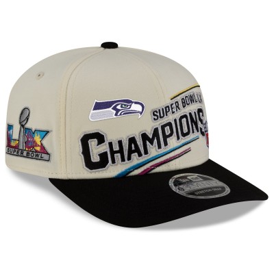 Бейсболка Seattle Seahawks New Era Cream/Black Super Bowl LX Champions Locker Room Trophy Collection 9SEVENTY