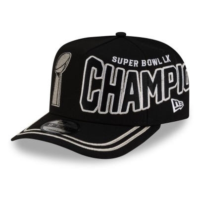 Бейсболка Seattle Seahawks New Era Black Super Bowl LX Champions Parade A-Frame 9FIFTY Snapback