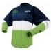 Женская Seattle Seahawks Spirit Jersey College Navy/Neon Green Super Bowl LX Champions Horizontal Ombre Long Sleeve T-Shirt