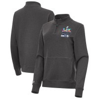 Женская Seattle Seahawks Antigua Charcoal Super Bowl LX Champions Crush Quarter-Zip Pullover