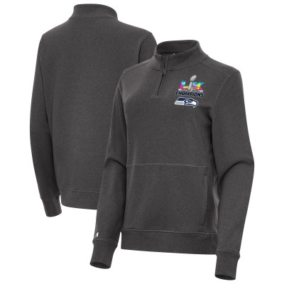 Женская Seattle Seahawks Antigua Charcoal Super Bowl LX Champions Crush Quarter-Zip Pullover