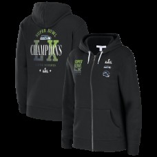 Женская Seattle Seahawks WEAR by Erin Andrews Black Super Bowl LX Champions Oversized Full-Zip Hoodie