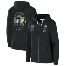 Женская футболка Seattle Seahawks WEAR by Erin Andrews Black Super Bowl LX Champions Oversized Full-Zip Hoodie Женская футболка Seattle Seahawks WEAR by Erin Andrews Black Super Bowl LX Champions Oversized Full-Zip Hoodie