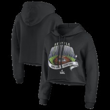 Женская Seattle Seahawks WEAR by Erin Andrews Black Super Bowl LX Champions Cropped Hoodie