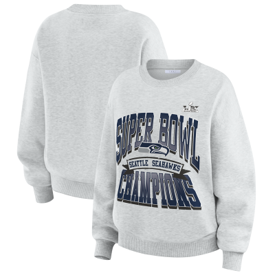 Женская кофта Seattle Seahawks WEAR by Erin Andrews Gray Super Bowl LX Champions