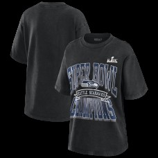 Женская Seattle Seahawks WEAR by Erin Andrews Black Super Bowl LX Champions Vintage T-Shirt