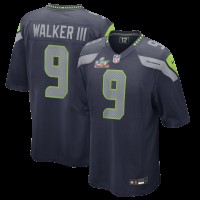 Seattle Seahawks Kenneth Walker III Nike College Navy Super Bowl LX Patch Game Jersey