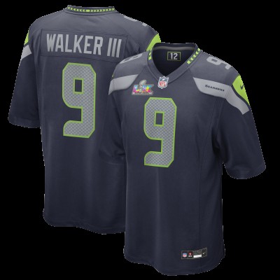 Seattle Seahawks Kenneth Walker III Nike College Navy Super Bowl LX Patch Game Jersey