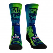 Unisex Seattle Seahawks Rock Em Socks College Navy Super Bowl LX Champions Ink Roller Crew Socks