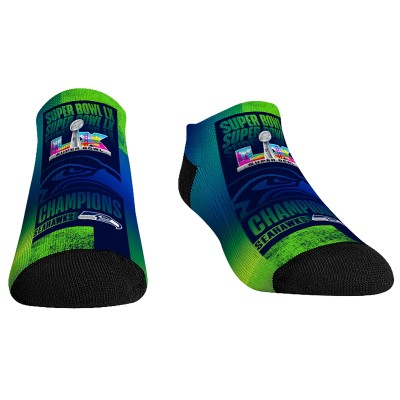 Unisex Seattle Seahawks Rock Em Socks College Navy Super Bowl LX Champions Ink Roller Low-Cut Socks