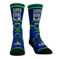 Unisex Seattle Seahawks Rock Em Socks College Navy Super Bowl LX Champions Victory Crew Socks