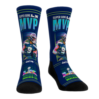 Unisex Seattle Seahawks Kenneth Walker III Rock Em Socks College Navy Super Bowl LX MVP Player Crew Socks