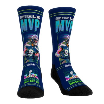 Unisex Seattle Seahawks Kenneth Walker III Rock Em Socks College Navy Super Bowl LX MVP Player Crew Socks