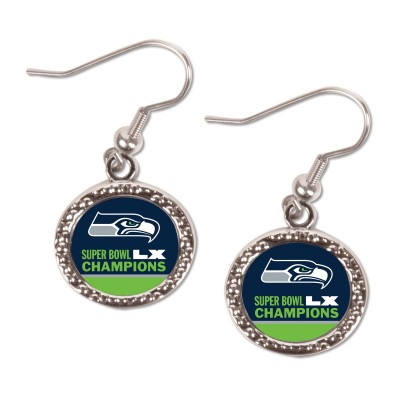 Seattle Seahawks WinCraft Super Bowl LX Champions Drop Dangle Earrings