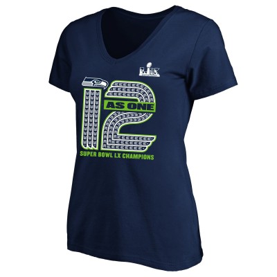 Женская Seattle Seahawks Fanatics College Navy Super Bowl LX Champions Plus Size Hometown V-Neck T-Shirt