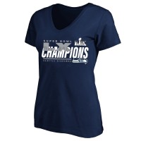 Женская Seattle Seahawks Fanatics College Navy Super Bowl LX Champions Plus Size Iconic Victory V-Neck T-Shirt