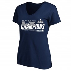 Женская Seattle Seahawks Fanatics College Navy Super Bowl LX Champions Plus Size Iconic Victory V-Neck T-Shirt