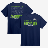 Seattle Seahawks Fanatics College Navy Super Bowl LX Champions Big & Tall Autograph Signing Roster T-Shirt