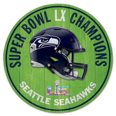 Seattle Seahawks WinCraft Super Bowl LX Champions 14 Round Wood Sign