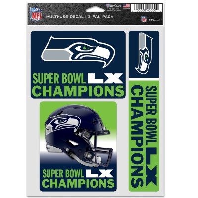 Seattle Seahawks WinCraft Super Bowl LX Champions 3-Pack Fan Decal Set