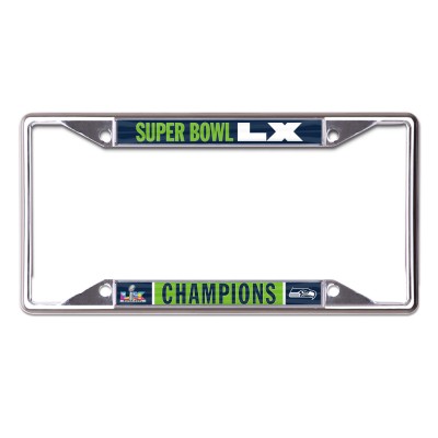 Seattle Seahawks WinCraft Super Bowl LX Champions Laser Cut Metal License Plate Frame