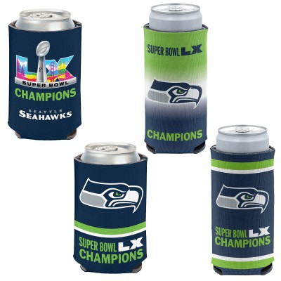 Seattle Seahawks WinCraft Super Bowl LX Champions 4-Pack Slim and 12oz. Can Cooler Set