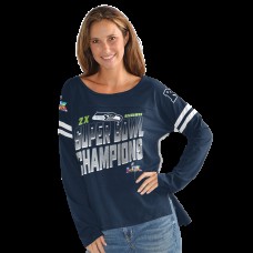 Женская Seattle Seahawks G-III 4Her by Carl Banks College Navy Two-Time Super Bowl Champions Free Agent Long Sleeve T-Shirt