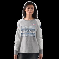 Женская Seattle Seahawks G-III 4Her by Carl Banks Heather Gray Super Bowl LX Champions Gridiron Raglan Long Sleeve T-Shirt