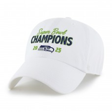 Бейсболка Женская Seattle Seahawks 47 White Super Bowl LX Champions Clean Up